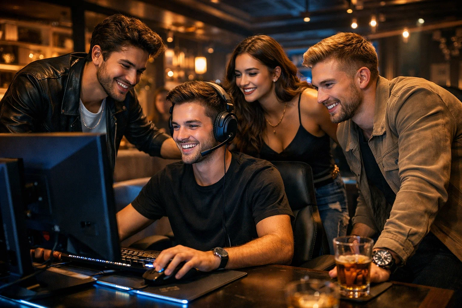 Players and monitors in a digital entertainment setting